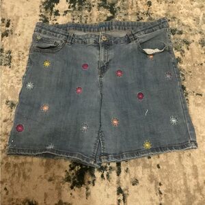 Embroidered Denim Kids Shorts